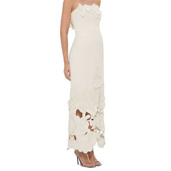 Leo Lin Rayna Crepe Strapless Dress in Vanilla - Picture 5 of 5